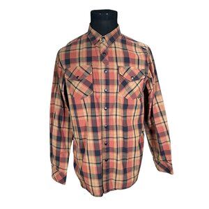 5.11 Tatical Men's Orange Black Plaid Long Sleeve Snap Button Front Shirt Medium